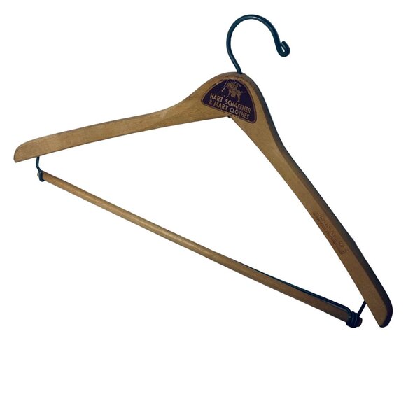 Vintage Hart Schaffner & Marx Wood Locking Suit Hanger 17" Wishbone Grand Rapids - Picture 10 of 12